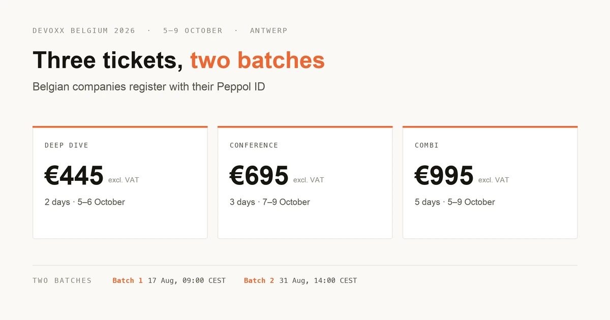 Devoxx Belgium 2026 ticket tiers